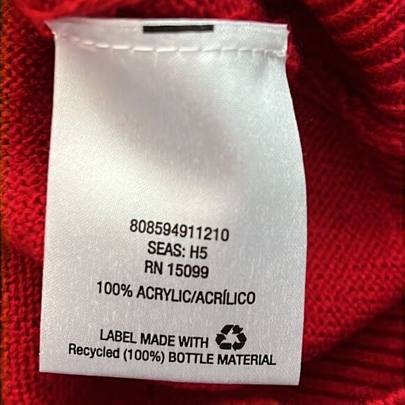 Laura scott Red Cable Knit Notched Scoop Neck Henley Style Pullover Sweater - Picture 7 of 7